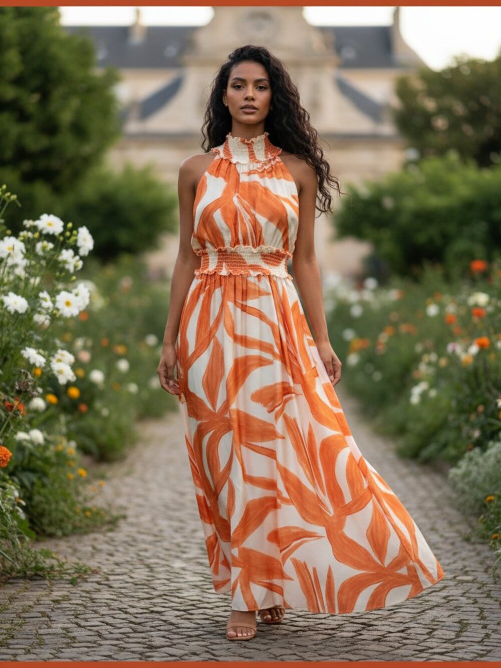 Melloday Halter Maxi Dress XS Floral Boho Flowy Wedding Guest Summer Flaw